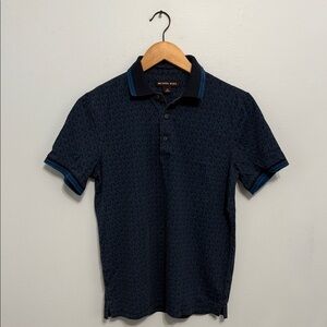 Michael Kors Dark Blue Patterned Polo Shirt